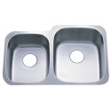 Kingston Brass GKUD3221RH Gourmetier Loft Undermount Double Bowl Kitchen Sink, Satin Nickel