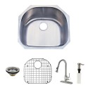 Kingston Brass KZGKUS2321F Gourmetier Undermount Single Bowl Kitchen Sink & Faucet Combo w/ Strainer, Grid & Soap Dispenser