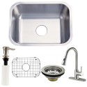 Kingston Brass KZKU23189BNF Gourmetier Undermount Single Bowl Kitchen Sink & Faucet Combo w/ Strainer, Grid & Soap Dispenser