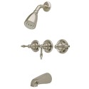 Kingston Brass KB23 Magellan Three Handle Tub & Shower Faucet w/ KL lever handles