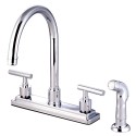 Kingston Brass KS879 Manhattan Double Handle 8" Kitchen Faucet w/ Non-Metallic Sprayer