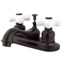 Kingston Brass GKB60 Water Saving Restoration Centerset Lavatory Faucet w/ Porcelain Cross Handles