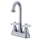 Kingston Brass KB349 Restoration Two Handle 4" Centerset Bar Faucet w/ porcelain cross handles