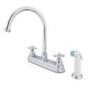 Kingston Brass KB375 Restoration Two Handle 8" Kitchen Faucet w/ Non-Metallic Sprayer & AX cross handles