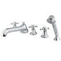 Kingston Brass KS430 Three Handle Roman Tub Filler w/ Hand & Shower & BX cross handles