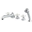 Kingston Brass KS430 Three Handle Roman Tub Filler w/ Hand & Shower & PX cross handles