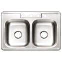 Kingston Brass GKTD33210 Gourmetier Studio Self-Rimming Double Bowl Kitchen Sink, Satin Nickel