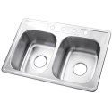 Kingston Brass GKTD3322 Gourmetier Studio Self-Rimming Double Bowl Kitchen Sink, Satin Nickel