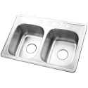 Kingston Brass GKTD33228 Gourmetier Studio Self-Rimming Double Bowl Kitchen Sink, Satin Nickel