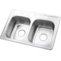 Kingston Brass GKTD332285 Gourmetier Studio Self Rimming Double Bowl Sink, Satin Nickel