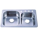 Kingston Brass GKTDD3322CH Gourmetier Studio Self-Rimming Double Bowl Kitchen Sink, Satin Nickel