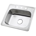 Kingston Brass GKTS25 Gourmetier Studio Self-Rimming Single Bowl Kitchen Sink, Satin Nickel