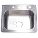 Kingston Brass GKTS252210 Gourmetier Studio Self Rimming Single Bowl Sink, Satin Nickel