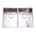 Kingston Brass KUS292010DBN Gourmetier Towne Square Stainless Steel Double Bowl Undermount Kitchen Sink, Satin Nickel