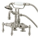 Kingston Brass CC10 Vintage 3-3/8" Wall Mount Clawfoot Tub Filler w/ Hand & Shower w/ Porcelain levers