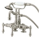 Kingston Brass CC10 Vintage 3-3/8" Wall Mount Clawfoot Tub Filler w/ Hand & Shower w/ Porcelain levers Kingston Brass CC10 Vintage 3-3/8" Wall Mount Clawfoot Tub Filler w/ Hand & Shower w/ Porcelain levers