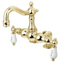 Kingston Brass CC109 Vintage 3-3/8" Deck Mount Clawfoot Tub Filler w/ H&C Porcelain levers