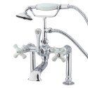 Kingston Brass CC11 Vintage Deck Mount Clawfoot Tub Filler w/ Hand & Shower w/ porcelain cross levers Kingston Brass CC11 Vintage Deck Mount Clawfoot Tub Filler w/ Hand & Shower w/ porcelain cross levers