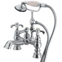 Kingston Brass CC1158T Vintage 7" Deck Mount Clawfoot Tub Filler w/ Hand & Shower w/ Versailles cross