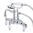 Kingston Brass CC130 Vintage 3-3/8" - 9" Adjustable Center Wall Mount Clawfoot Tub Filler w/ Porcelain lever