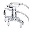 Kingston Brass CC130 Vintage 3-3/8" - 9" Adjustable Center Wall Mount Clawfoot Tub Filler w/ Porcelain lever