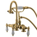 Kingston Brass CC1 Vintage 3-3/8" Deck Mount Clawfoot Tub Filler w/ porcelain lever