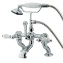 Kingston Brass CC41 Vintage Adjustable 3-3/8" - 10" Center Deck Mount Clawfoot Tub Filler w/ Porcelain levers