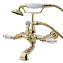 Kingston Brass CC545T Vintage Wall Mount Clawfoot Tub Filler w/ H&C Porcelain Lever