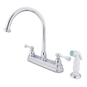 Kingston Brass KB375 Vintage Two Handle 8" Kitchen Faucet w/ White Non-Metallic Sprayer