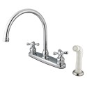 Kingston Brass KB72 Vintage Double Handle Goose Neck Kitchen Faucet w/ White Sprayer & victorian cross handle Kingston Brass KB72 Vintage Double Handle Goose Neck Kitchen Faucet w/ White Sprayer & victorian cross handle