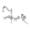 Kingston Brass KS124 Wall Mount 8" Centerset Kitchen Faucet with Brass Sprayer & cross handles