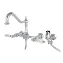 Kingston Brass KS124 Wall Mount 8" Centerset Kitchen Faucet with Brass Sprayer & cystal lever handles