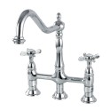 Kingston Brass KS127 8" Centerset Kitchen Faucet with Plastic Sprayer w/ cross handles