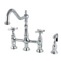 Kingston Brass KS127 8" Centerset Kitchen Faucet with Brass Sprayer w/ cross handles