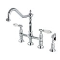 Kingston Brass KS127 8" Centerset Kitchen Faucet with Brass Sprayer & crystal lever handles