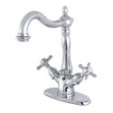 Kingston Brass KS143 4" Centerset Lavatory Faucet with Brass Pop-Up & cross handles Kingston Brass KS143 4" Centerset Lavatory Faucet with Brass Pop-Up & cross handles