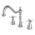 Kingston Brass KS1991BEX Widespread Lavatory Faucet with Brass Pop-Up & cross handles, Polished Chrome Finish