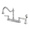 Kingston Brass KB175WLLBS 8" Centerset Kitchen Faucet with Brass Sprayer