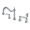 Kingston Brass KB179WLLBS 8" to 16" Widespread Kitchen Faucet with Brass Sprayer