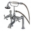 Kingston Brass AE104T1TX French Country Three-handle 2-hole Deck Mount Clawfoot Tub Faucet With Hand Shower, Polished Chrome Kingston Brass AE104T1TX French Country Three-handle 2-hole Deck Mount Clawfoot Tub Faucet With Hand Shower, Polished Chrome