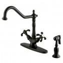 Kingston Brass KS123 French Country Mono Deck Mount Kitchen Faucet w/ Brass Sprayer