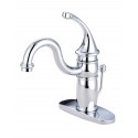 Kingston Brass KB140 Georgian Single Handle Mono Deck Lavatory Faucet w/ Retail Pop-up & Optional Deck Plate