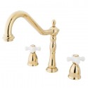 Kingston Brass KB179 Heritage 8" Center Kitchen Faucet w/porcelain cross handles