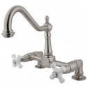 Kingston Brass KS1148PX Heritage Double Handle 8" Bridge Deck Mount Kitchen Faucet Kingston Brass KS1148PX Heritage Double Handle 8" Bridge Deck Mount Kitchen Faucet