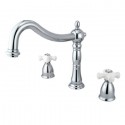 Kingston Brass KS134 Heritage Two Handle Roman Tub Filler w/ PX porcelain cross handles