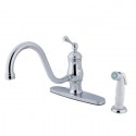 Kingston Brass KS1571BL Heritage Single Handle 8" Centerset Kitchen Faucet w/ Side Sprayer