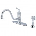 Kingston Brass KS1571BLBS Heritage Single Handle 8" Centerset Kitchen Faucet w/ Side Sprayer