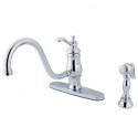 Kingston Brass KS1571TLBS Heritage Single Handle 8" Centerset Kitchen Faucet w/ Side Sprayer