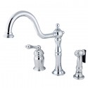 Kingston Brass KS181 Heritage Single Handle Deck Mount Widespread Kitchen Faucet w/ Brass Sprayer