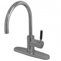 Kingston Brass GS8718DKLLS Gourmetier Kaiser Single Handle Kitchen Faucet, Satin Nickel